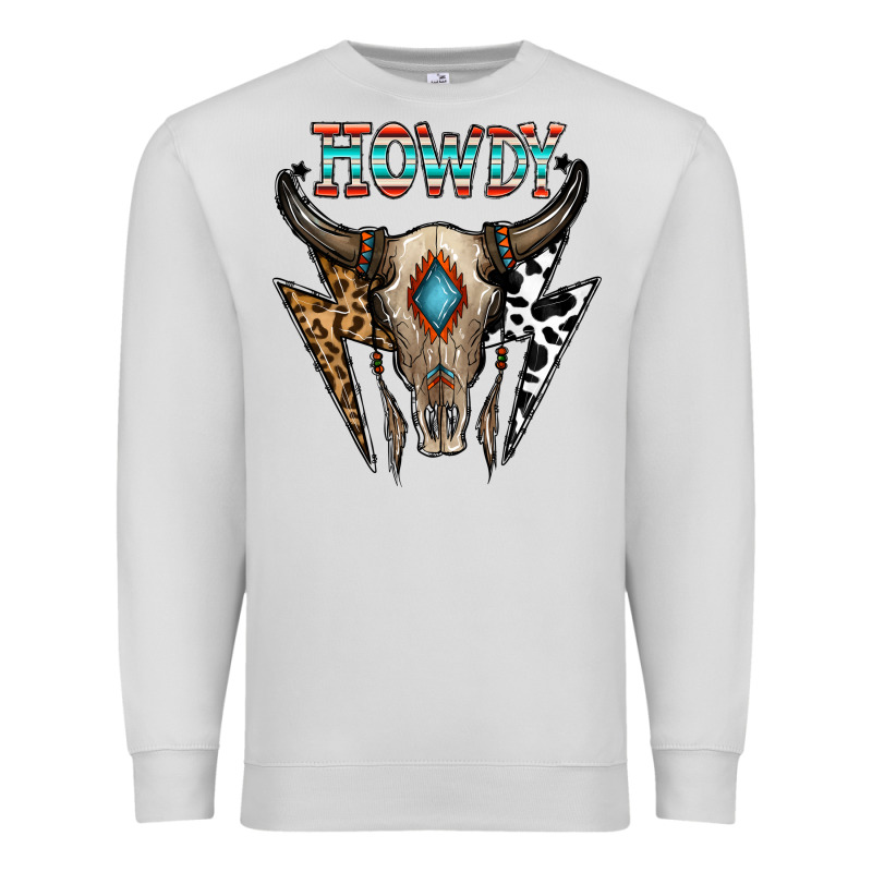 Howdy Boho Skull Premium Sweatshirt by CowhideDigitalArt | Teevron
