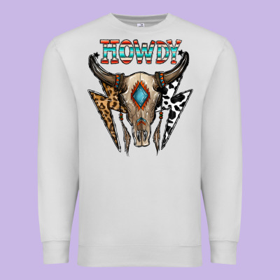 Howdy Boho Skull Premium Sweatshirt Designed By Cowhidedigitalart