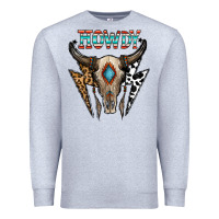 Heather Grey howdy boho skull Premium Sweatshirt - CowhideDigitalArt