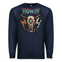 Navy howdy boho skull Premium Sweatshirt - CowhideDigitalArt