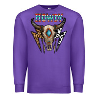 Purple howdy boho skull Premium Sweatshirt - CowhideDigitalArt