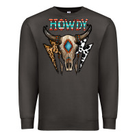 Smoke howdy boho skull Premium Sweatshirt - CowhideDigitalArt