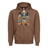 Chestnut Flower Boho Skull Skeleton Zipper Hoodie - RanaPortraitStore