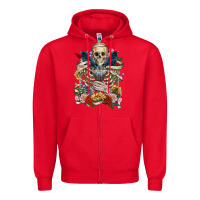 Red Flower Boho Skull Skeleton Zipper Hoodie - RanaPortraitStore