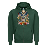 Sports Green Flower Boho Skull Skeleton Zipper Hoodie - RanaPortraitStore