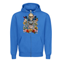 True Royal Flower Boho Skull Skeleton Zipper Hoodie - RanaPortraitStore