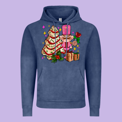 Christmas Tree Cake And Nutcracker With Gifts Ado Vintage Hoodie Designed By Adodesignshop