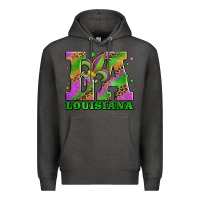 Charcoal Heather mardi gras louisiana fleur de lis Premium Hoodie - Jasminsmagicworld