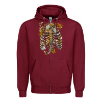 Burgundy Flower rib cage bees Zipper Hoodie - RanaPortraitStore