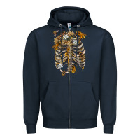 Navy Flower rib cage bees Zipper Hoodie - RanaPortraitStore