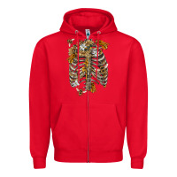 Red Flower rib cage bees Zipper Hoodie - RanaPortraitStore