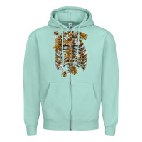 Seafoam Flower rib cage bees Zipper Hoodie - RanaPortraitStore