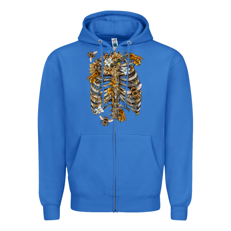 Flower Rib Cage Bees Zipper Hoodie by RanaPortraitStore | Teevron