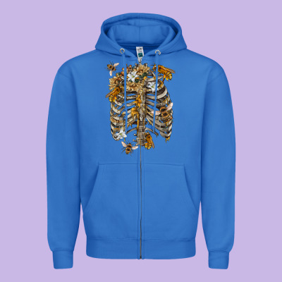 Zipper Hoodie Flower rib cage bees