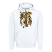 White Flower rib cage bees Zipper Hoodie - RanaPortraitStore