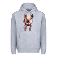 Heather Grey pig Premium Hoodie - BarkalooDesign