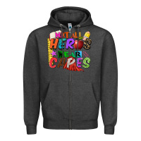 Charcoal Heather not all heros wear capes Zipper Hoodie - Zillion Design Studio