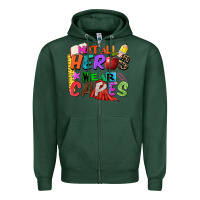 Sports Green not all heros wear capes Zipper Hoodie - Zillion Design Studio