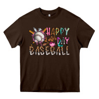 Chocolate Brown happy easter day baseball Heavy Core Tee - CowhideDigitalArt