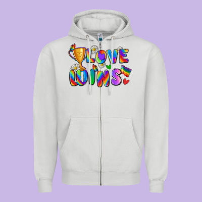Love Wins Zipper Hoodie Designed By Zillion Design Studio