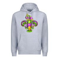 Heather Grey mardi gras crawfish fleur de lis Premium Hoodie - Jasminsmagicworld