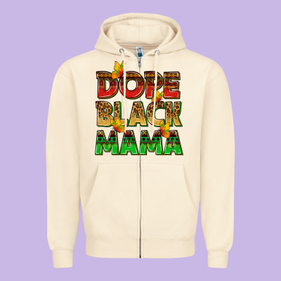 Zipper Hoodie dope black mama with butterflies