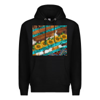 Black western aztec sunflowers turquoise cowhide Premium Hoodie - BarkalooDesign
