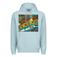 Blue Mist western aztec sunflowers turquoise cowhide Premium Hoodie - BarkalooDesign