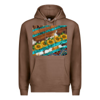 Chestnut western aztec sunflowers turquoise cowhide Premium Hoodie - BarkalooDesign