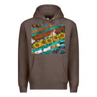 Coffee western aztec sunflowers turquoise cowhide Premium Hoodie - BarkalooDesign