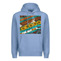 Colony Blue western aztec sunflowers turquoise cowhide Premium Hoodie - BarkalooDesign