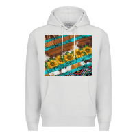 Dove Grey western aztec sunflowers turquoise cowhide Premium Hoodie - BarkalooDesign