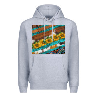 Heather Grey western aztec sunflowers turquoise cowhide Premium Hoodie - BarkalooDesign