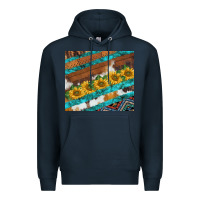 Navy western aztec sunflowers turquoise cowhide Premium Hoodie - BarkalooDesign
