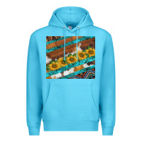 Ocean Blue western aztec sunflowers turquoise cowhide Premium Hoodie - BarkalooDesign