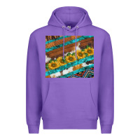 Purple western aztec sunflowers turquoise cowhide Premium Hoodie - BarkalooDesign