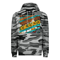 Slate Camo western aztec sunflowers turquoise cowhide Premium Hoodie - BarkalooDesign