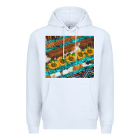 White western aztec sunflowers turquoise cowhide Premium Hoodie - BarkalooDesign