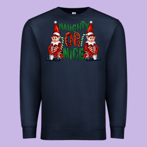 Naughty Or Nice Christmas Elfs Premium Sweatshirt Designed By Fadigitalartstudio