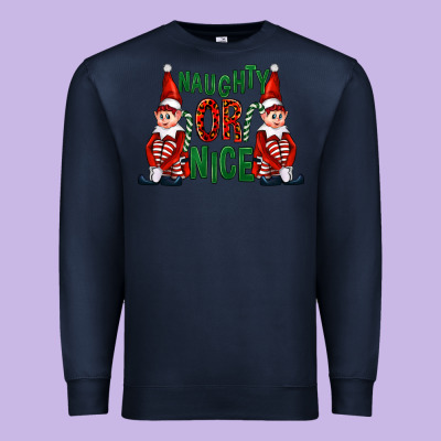 Naughty Or Nice Christmas Elfs Premium Sweatshirt Designed By Fadigitalartstudio
