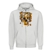 Dove Grey Flower Skeleton Bees Zipper Hoodie - RanaPortraitStore