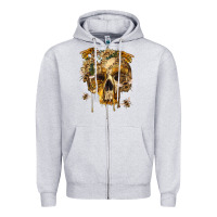 Heather Grey Flower Skeleton Bees Zipper Hoodie - RanaPortraitStore