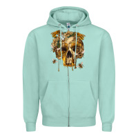 Seafoam Flower Skeleton Bees Zipper Hoodie - RanaPortraitStore