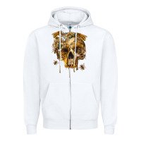 White Flower Skeleton Bees Zipper Hoodie - RanaPortraitStore