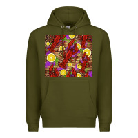 Army Green mardi gras crawfish and lemons Premium Hoodie - Jasminsmagicworld