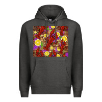 Charcoal Heather mardi gras crawfish and lemons Premium Hoodie - Jasminsmagicworld