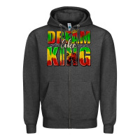 Charcoal Heather dream like king with crown Zipper Hoodie - texasbilliewilder