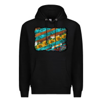 Black western aztec sunflowers turquoise cowhide background Premium Hoodie - BarkalooDesign