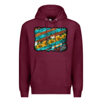 Burgundy western aztec sunflowers turquoise cowhide background Premium Hoodie - BarkalooDesign