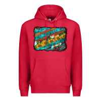 Cardinal western aztec sunflowers turquoise cowhide background Premium Hoodie - BarkalooDesign